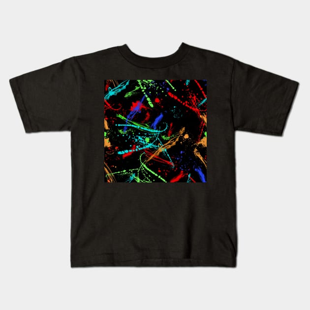 Colorful watercolor splatter pattern, brush strokes Kids T-Shirt by ilhnklv